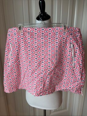 Ruby Rd. Pink, White & Turquoise Geometric Skort
